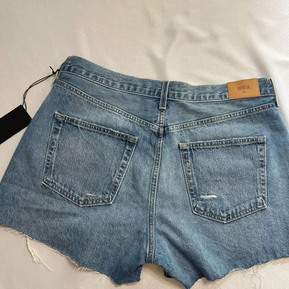 NWT Edwin Cai Short Remix Cut Off Denim Shorts Size 33 New